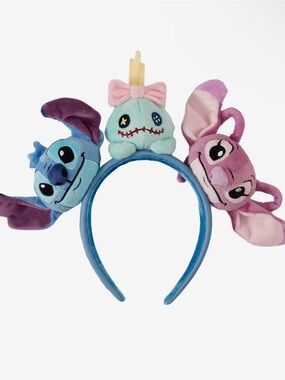 New Loungefly Disney Lilo & Stitch Angel, Scrump, & Stitch Plush Headband